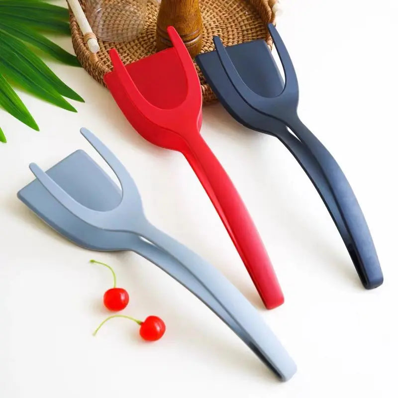 2 in1 Silicone Clip Spatula for Frying Steak Pancakes Toast Omelette Tongs Silicone Omelet Spatula Flip Shovel Kitchen Tool