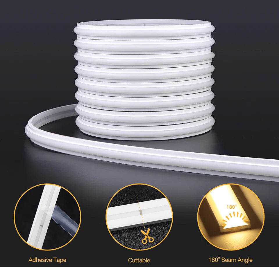 Novel Solid COB Neon Strip Light 2m-10m 24V Waterproof Pure Silicone Gel Tube Dimmable Touch Control Sensor Switch No Flicker