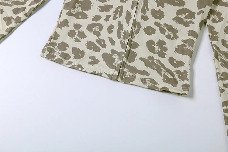 Weird Puss Letter Leopard Print 2 Piece Set Women Casual Zip Hooded Crop Jacke+Leggings Matching Stretch Sporty Street Outfits