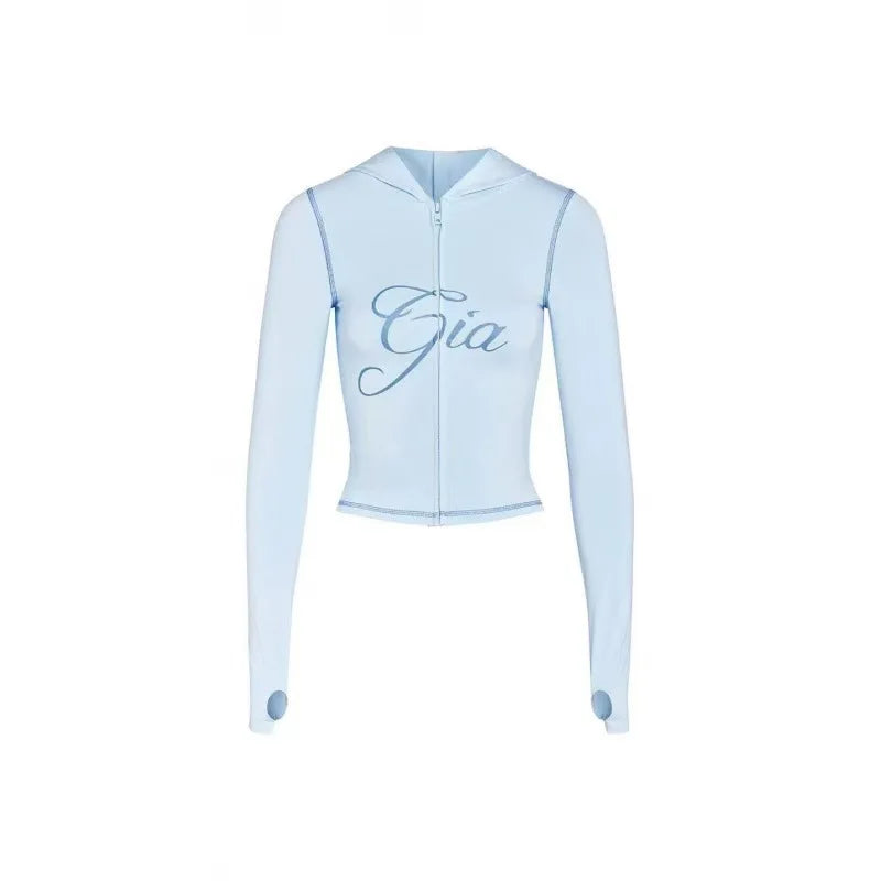 GIA New Stylish Coffee-Colored Velvet Zip-Up Hooded Jacket & Relaxed Slim-Fit Pants Comfortable Minimalist Set