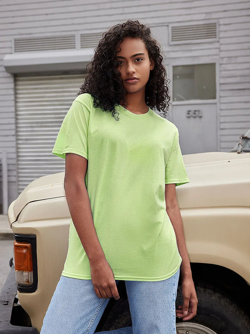 100% Cotton T shirt For Men Women,Short Sleeve Summer Plain Tops,Solid Casual Loose Tee Shirts,High Quality Clothing,7oz 200gsm