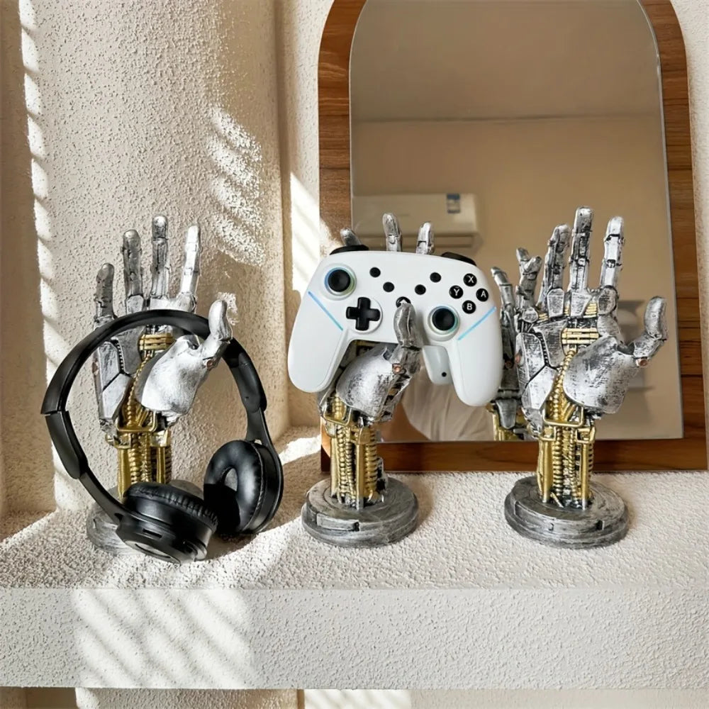 Cyberpunk 3D Gamepad Holder - Robotic Hand Storage Box for Controller Phone Keys, Sci-Fi Desk Organizer Cool Tech Gift