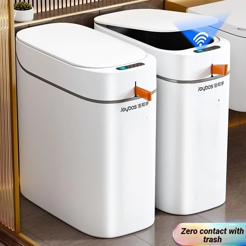 Bathroom Trash Can Hands-Free Automatic Bagging JOYBOS Smart Garbage Bin House With Lid Drawstring Bags Bathroom Toilet Office