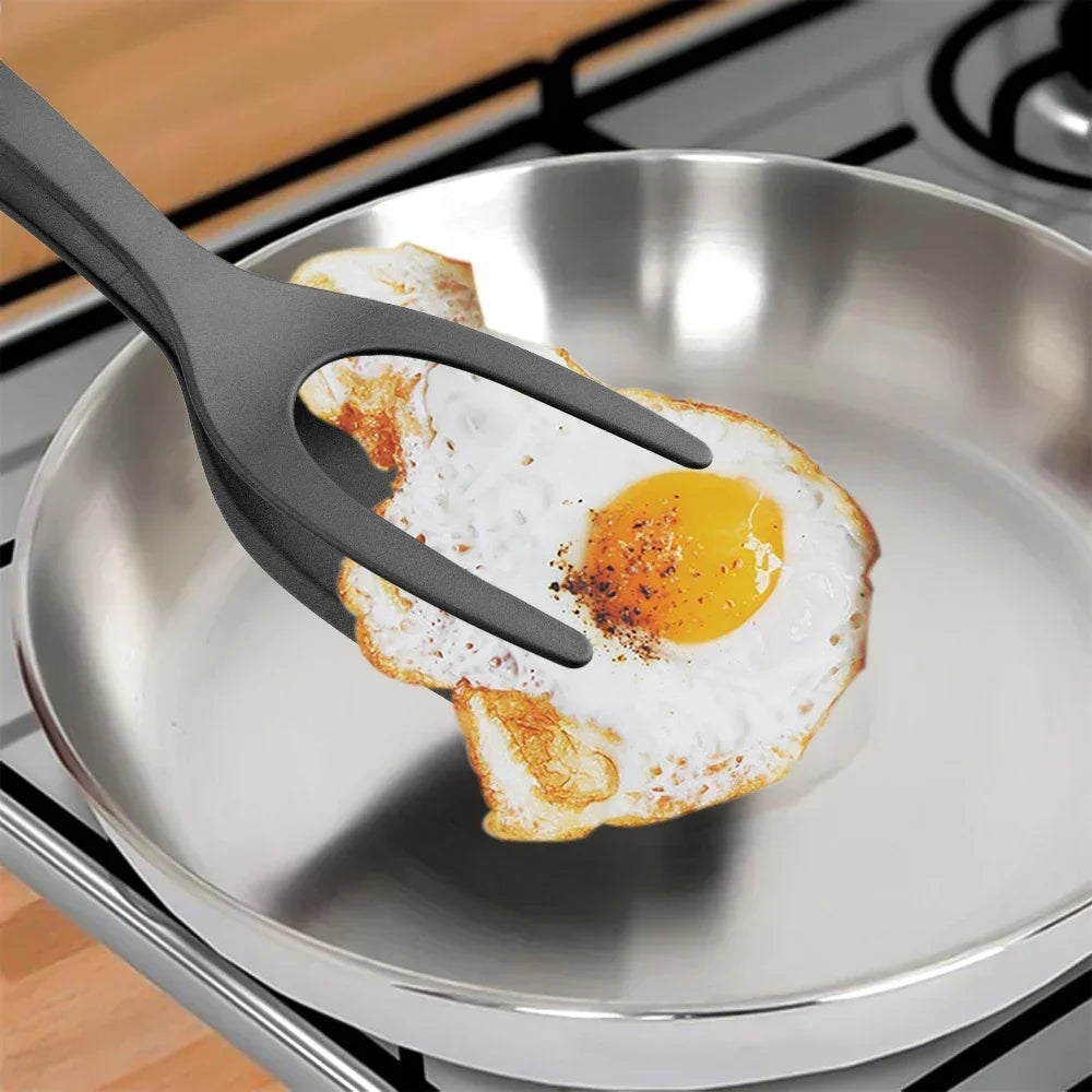 2 in1 Silicone Clip Spatula for Frying Steak Pancakes Toast Omelette Tongs Silicone Omelet Spatula Flip Shovel Kitchen Tool