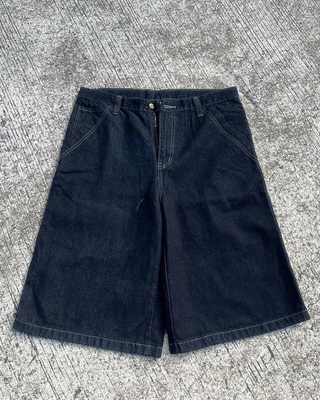 American Vintage Popular New Pattern Embroidery Baggy Denim Shorts Men Street Fashion Gothic Casual Joker Shorts Women Clothing