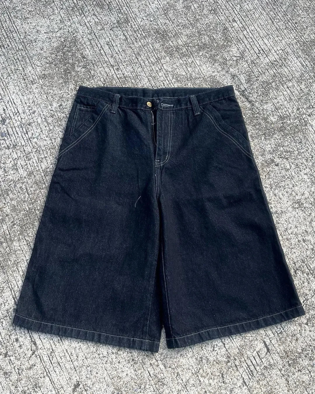 American Vintage Popular New Pattern Embroidery Baggy Denim Shorts Men Street Fashion Gothic Casual Joker Shorts Women Clothing