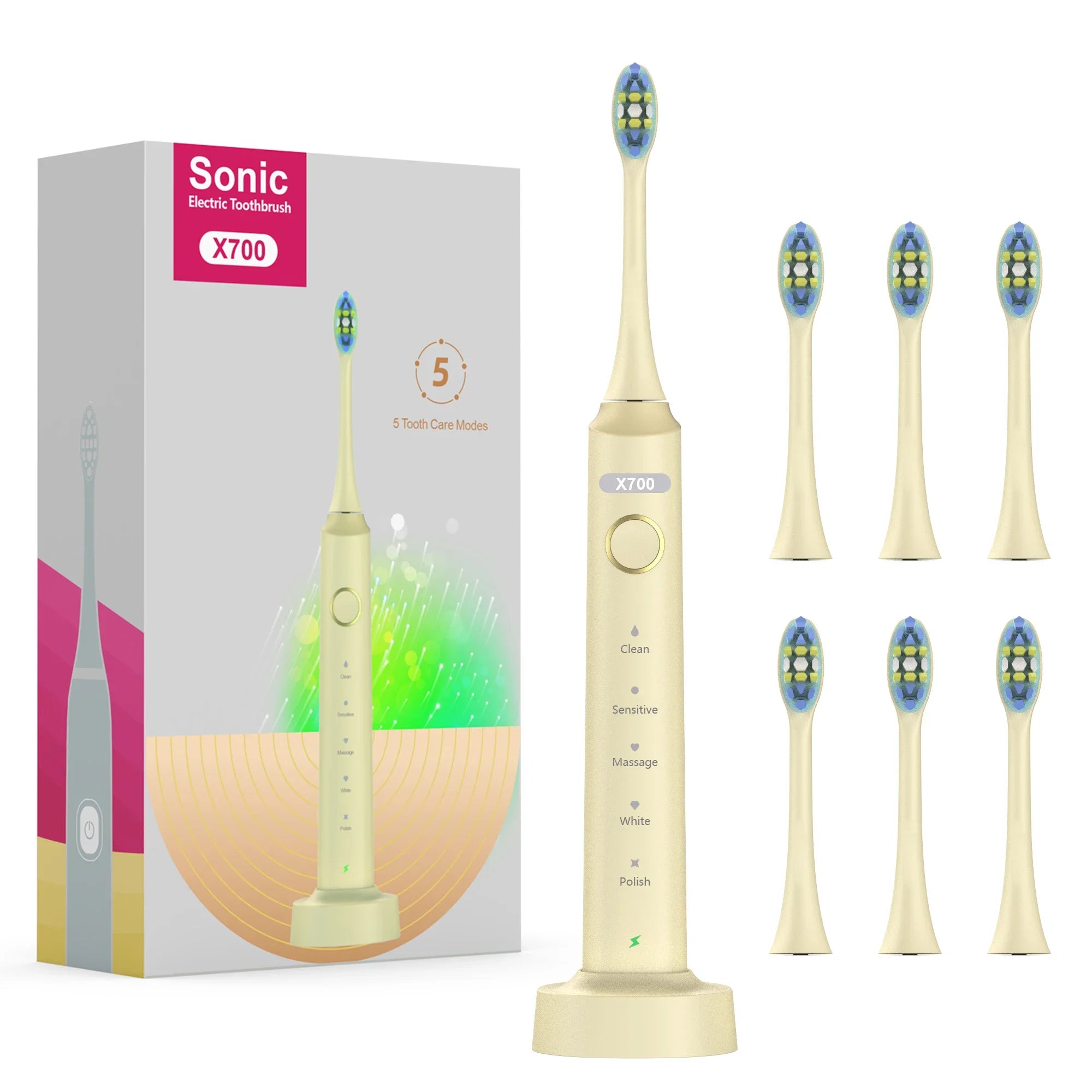 Electric Sonic Toothbrush 8 Brush Heads Smart Ultrasonic Dental Teeth Whitening Rechargeable Adult Tooth Brush Sarmocare S100