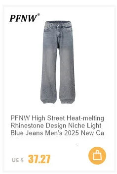 PFNW American Rhinestone Printed Design Vintage Jeans Men's Streetwear Hip Hop Mens Clothing Loose Wide Leg Pants Trendy 28W4644