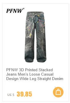PFNW American Rhinestone Printed Design Vintage Jeans Men's Streetwear Hip Hop Mens Clothing Loose Wide Leg Pants Trendy 28W4644