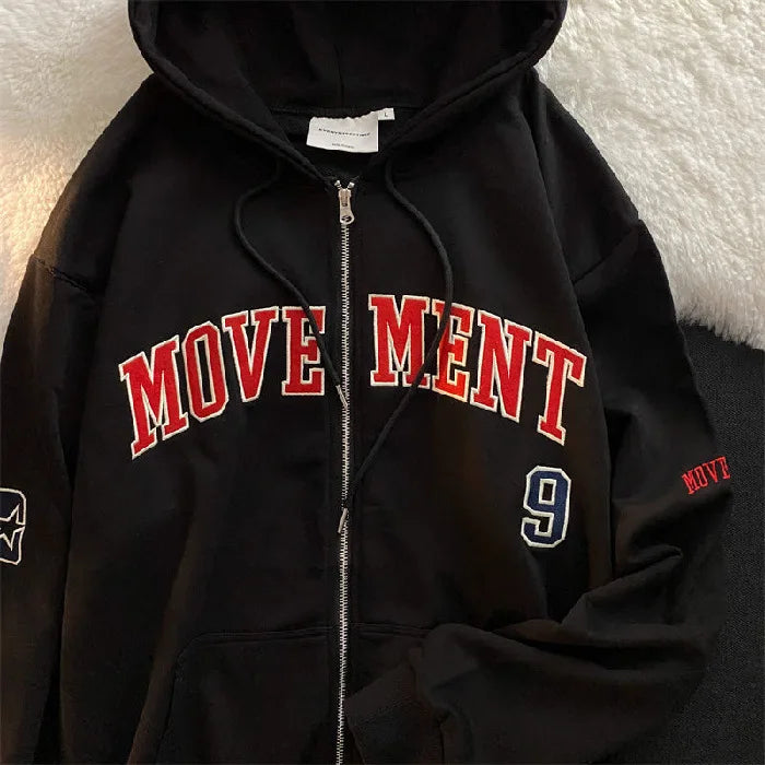 1Hoodies Women Retro Harajuku Hip Hop Jacket High Street Zip Up Hoodie Casual Loose Sweatshirt Clothes Y2K Tops oversized hoodie