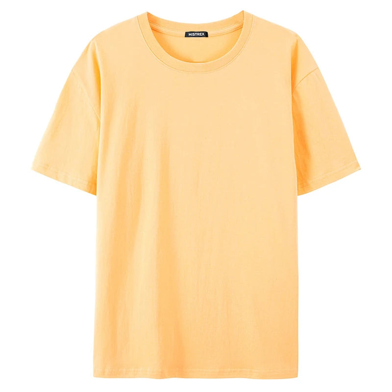 100% Cotton T shirt For Men Women,Short Sleeve Summer Plain Tops,Solid Casual Loose Tee Shirts,High Quality Clothing,7oz 200gsm