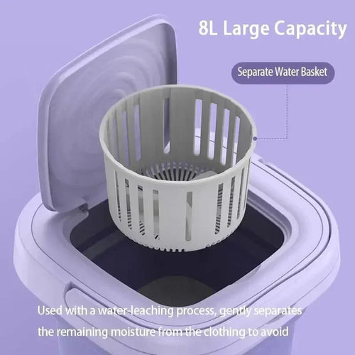 8L Foldable Washing Machine with Spin Dryer Apartments Travel Portable Socks Underwear Panties Baby Clothe Washer Machine