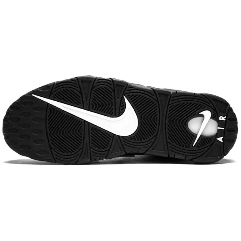 Nike Air More Uptempo Black White Mid Top Retro Basketball Shoes Men's Black and White-414962-002