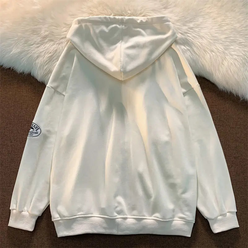 1Hoodies Women Retro Harajuku Hip Hop Jacket High Street Zip Up Hoodie Casual Loose Sweatshirt Clothes Y2K Tops oversized hoodie