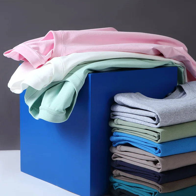 100% Cotton T shirt For Men Women,Short Sleeve Summer Plain Tops,Solid Casual Loose Tee Shirts,High Quality Clothing,7oz 200gsm
