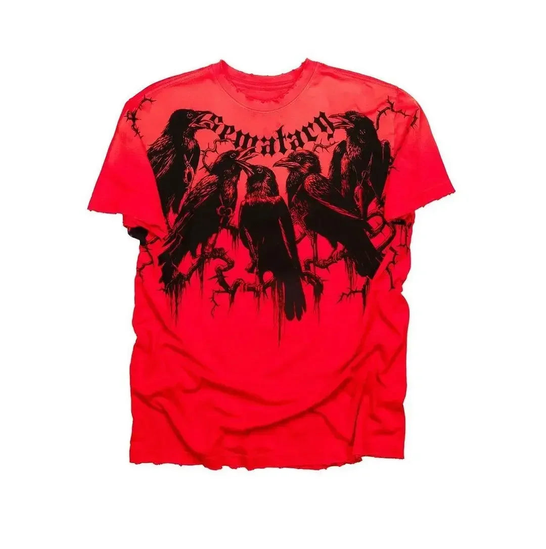 2000s Affliction Graphic T-Shirt Women's Large Grunge Wings New Fashion Style Couple Tops Pure Cotton Street Boxing Shirt