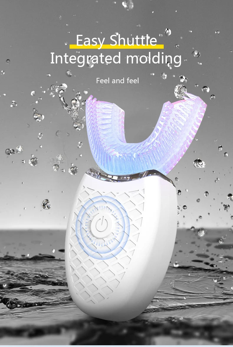 Electric Toothbrush for Adult Automatic USB Charge U-Shaped Sonic Wave Toothbrush 360 Degrees Intelligent Rechargeable Toothbrus