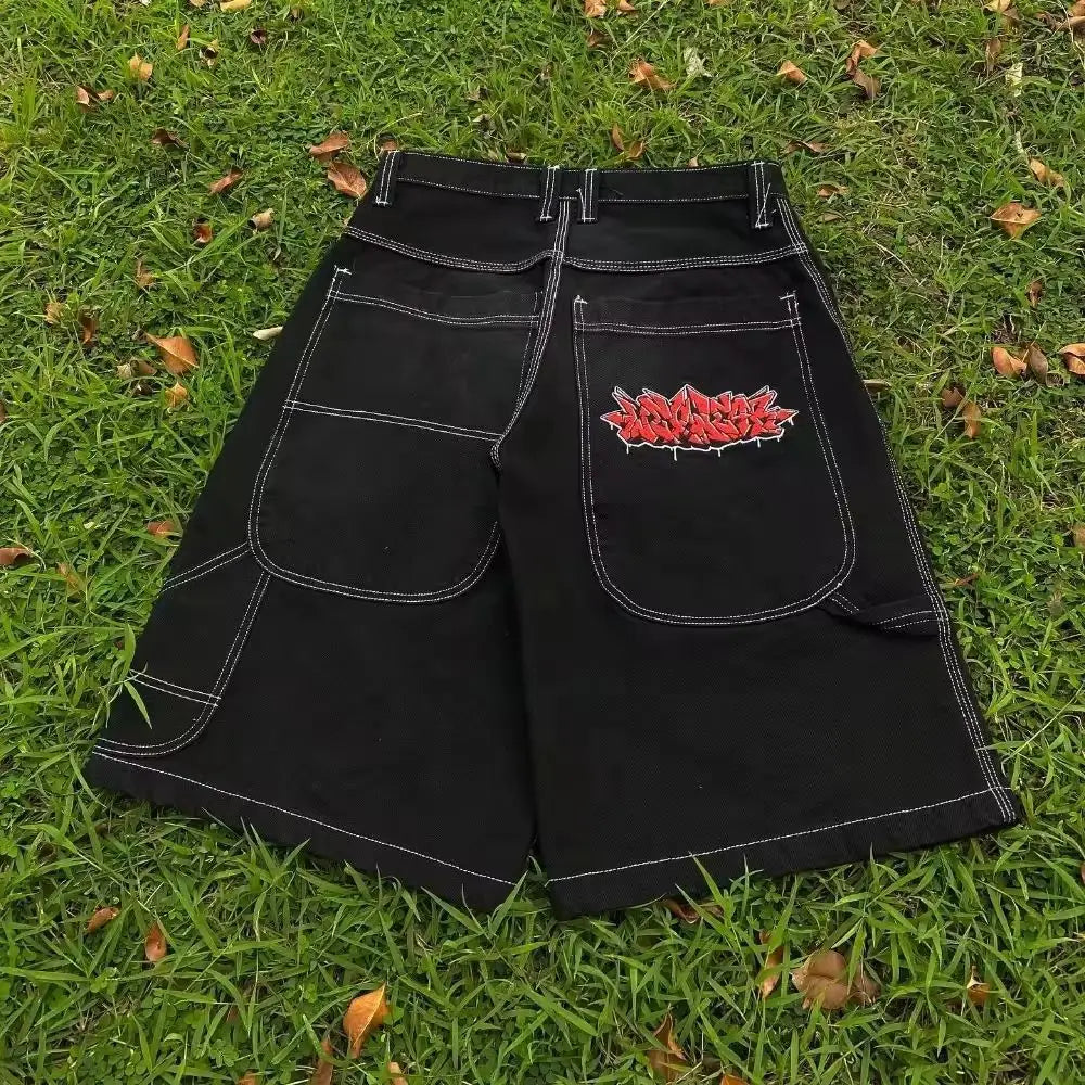 Hot Y2k Vintage Baggy Jeans Shorts Woman Streetwear Jorts Korean Harajuku Gothic Oversized Denim Pants Embroidery Summer