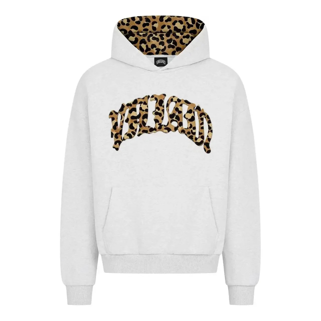 High street fashion leopard print letter embroidered men sportswear suit Y2K American casual retro hoodie trend loose clothing
