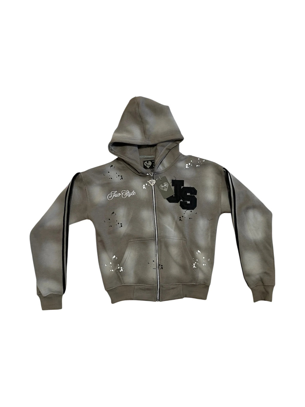 Y2K New Light Grey Classic Style Sports Set Street Hip Hop Stripe Fashion Set 2025 Men's Wear