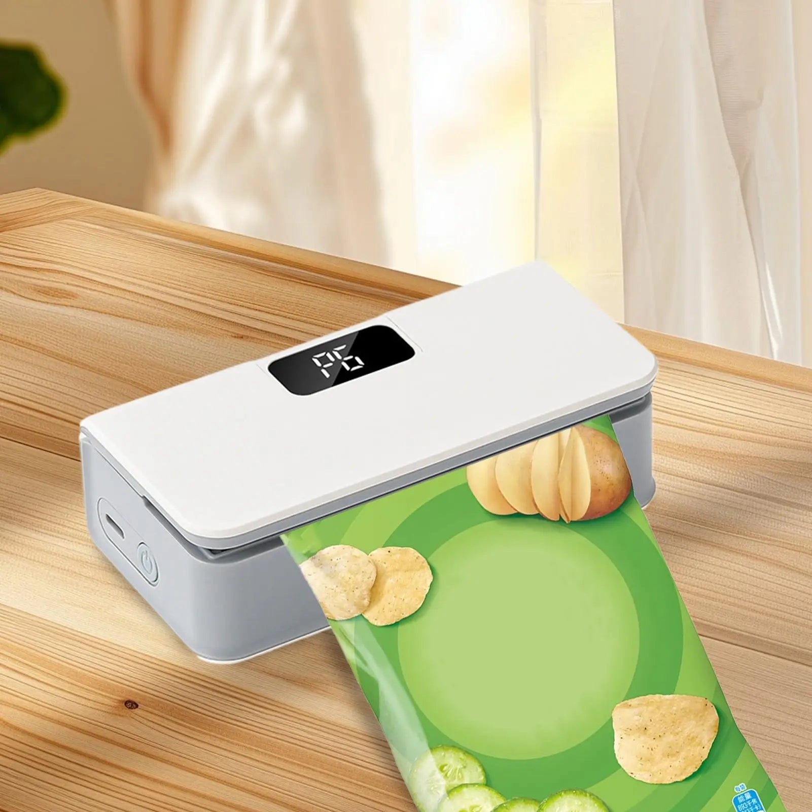 Rechargeable Bag Sealer Magnetic Chip Bag Sealer with Cutter Adjustable Temperature for Food Storage Snacks Sealing Machine