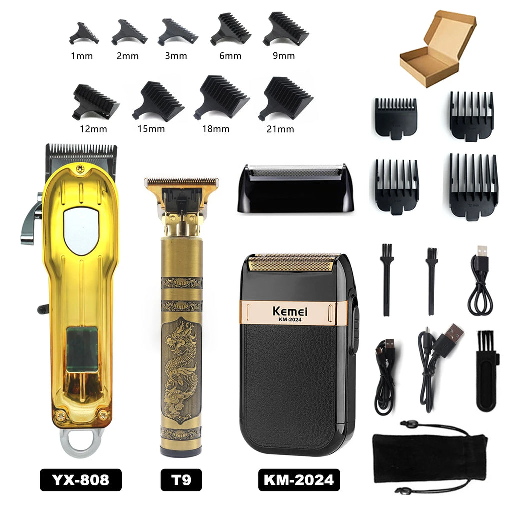Professional T9 Hair Trimmer Machine - USB Rechargeable Long Battery LifeHair Cutting Machine Professional Hair Clipper for Men