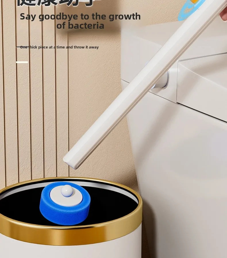 Disposable Toilet Brush with Replaceable Heads - Wall - Mounted No Drill, Perfect for Bathroom & Home Use!