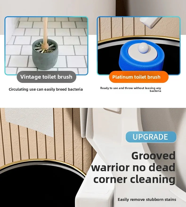 Disposable Toilet Brush with Replaceable Heads - Wall - Mounted No Drill, Perfect for Bathroom & Home Use!