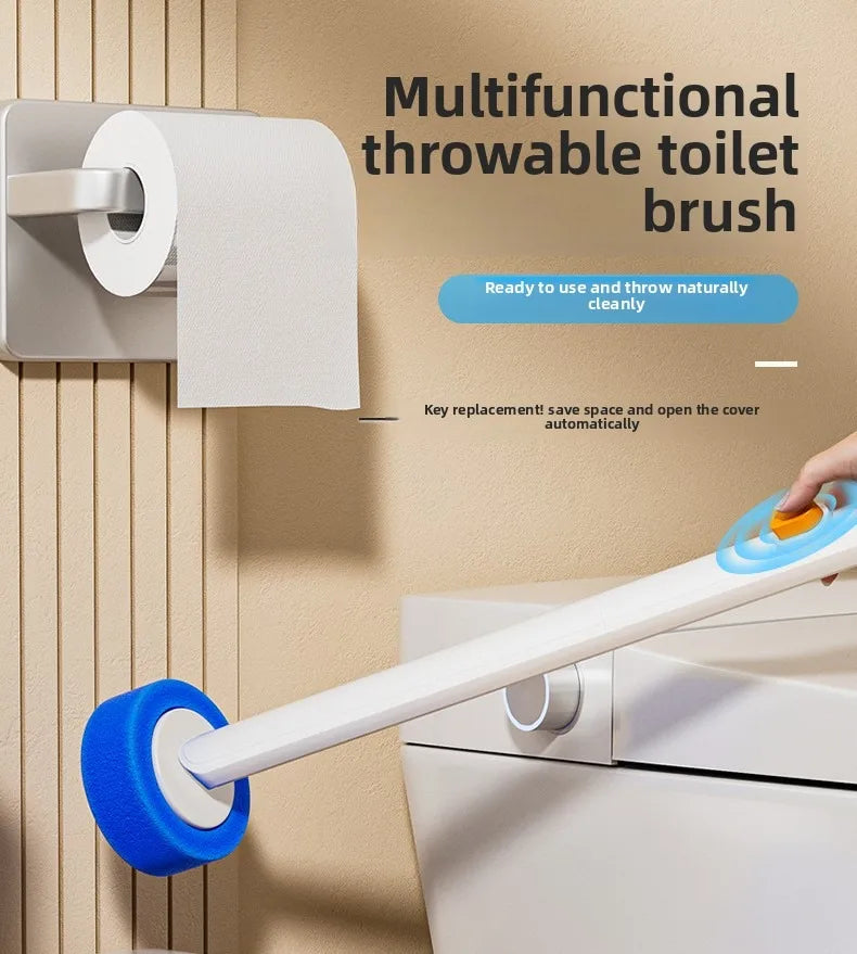 Disposable Toilet Brush with Replaceable Heads - Wall - Mounted No Drill, Perfect for Bathroom & Home Use!