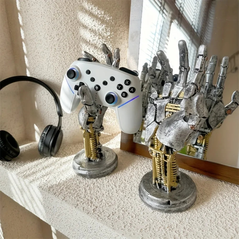 Cyberpunk 3D Gamepad Holder - Robotic Hand Storage Box for Controller Phone Keys, Sci-Fi Desk Organizer Cool Tech Gift