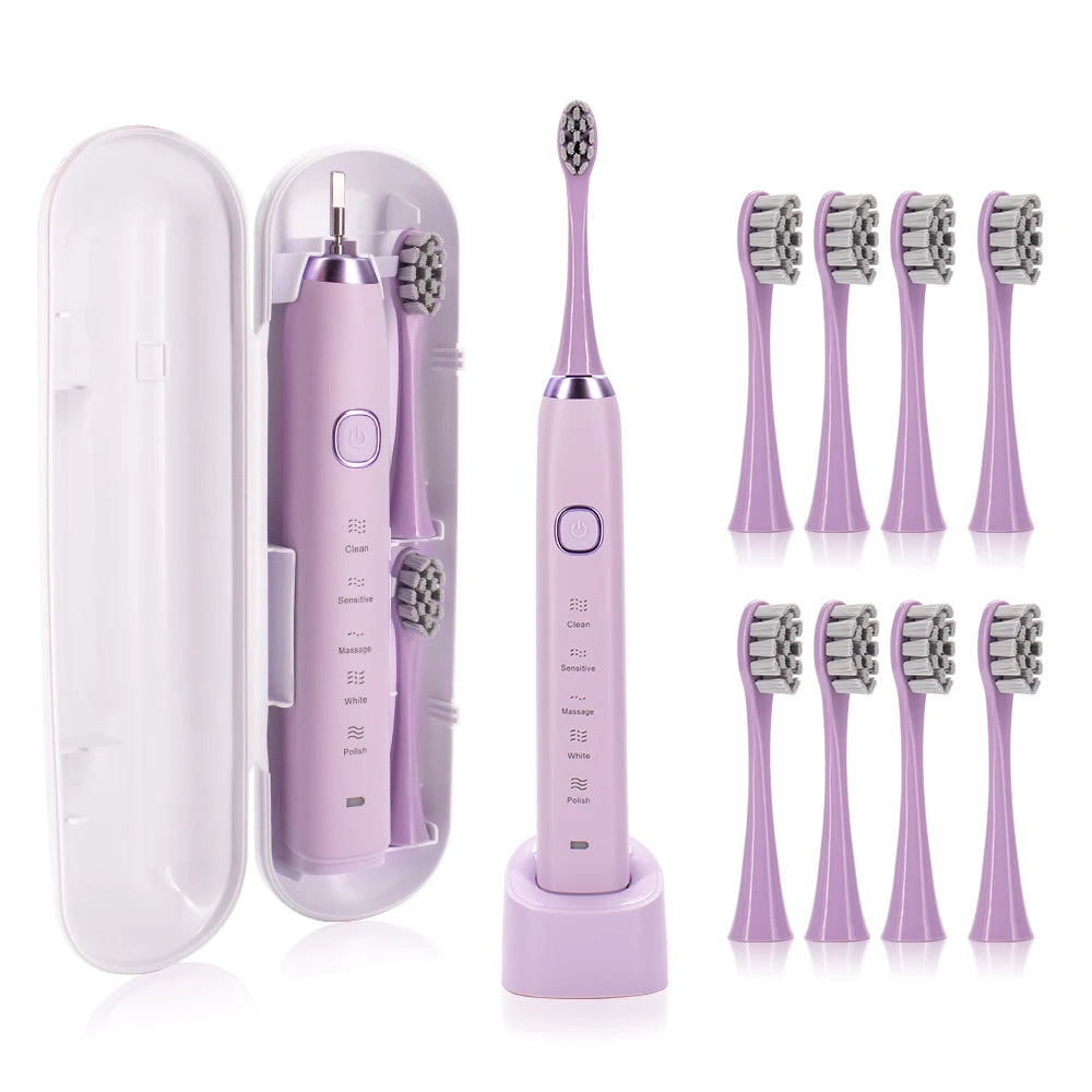 Electric Sonic Toothbrush 8 Brush Heads Smart Ultrasonic Dental Teeth Whitening Rechargeable Adult Tooth Brush Sarmocare S100