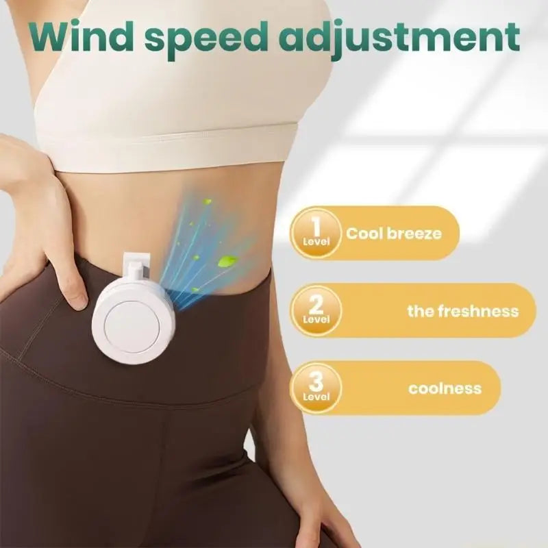 D0AB Small Bladeless Fan Clip On Mini Fan With Clip Small Travel Adjustable 3 Speed Suspended Waist Fan for Outdoor Camping
