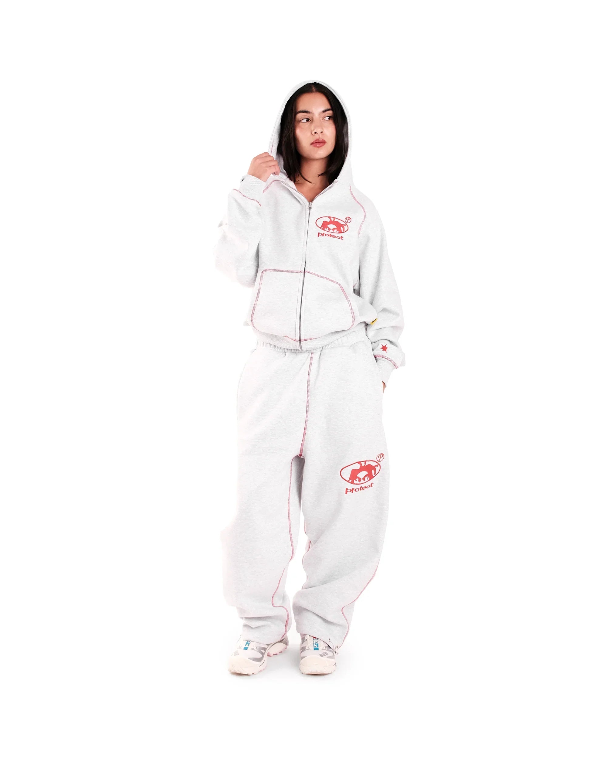 American Gray Retro Personalized Embroidery Fashion Sportswear For Men And Women Casual Loose Streetwear Hip-Hop Jogger Sets