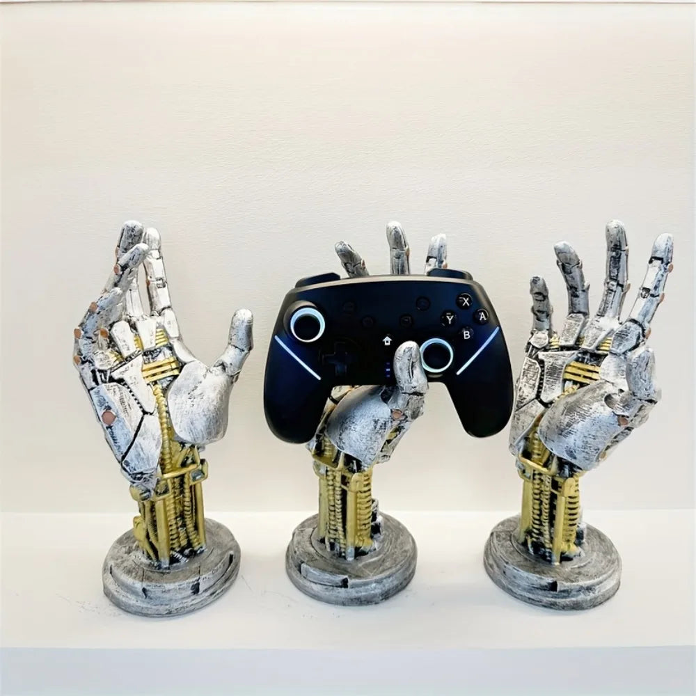 Cyberpunk 3D Gamepad Holder - Robotic Hand Storage Box for Controller Phone Keys, Sci-Fi Desk Organizer Cool Tech Gift
