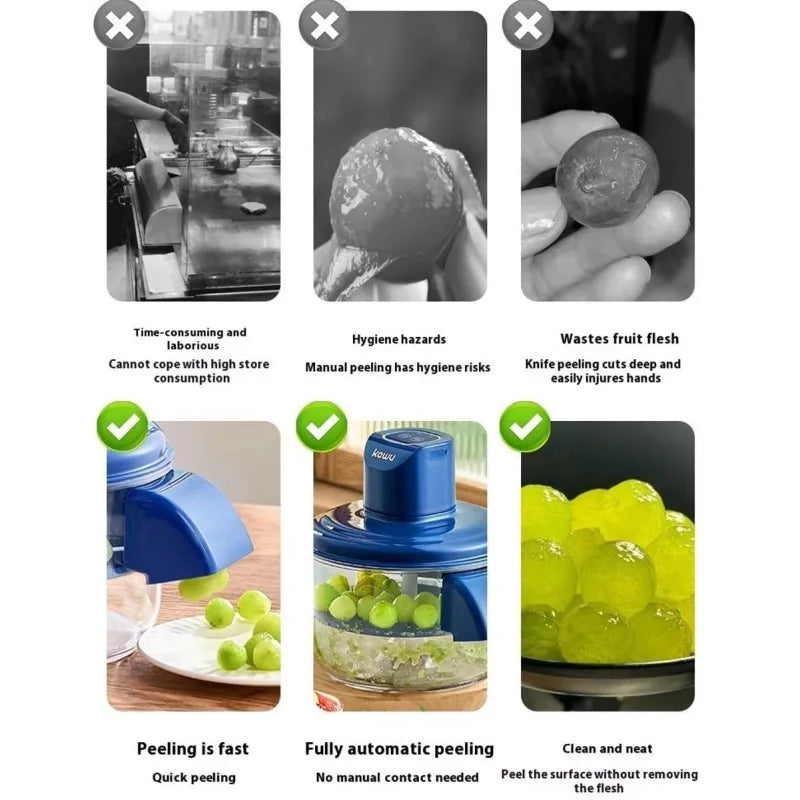 Rechargeable Fruit Peeler Fruit and Vegetable Electric Peeler Peeler Suitable for Grapes, Cherry Tomatoes, Garlic, Fruit Tools