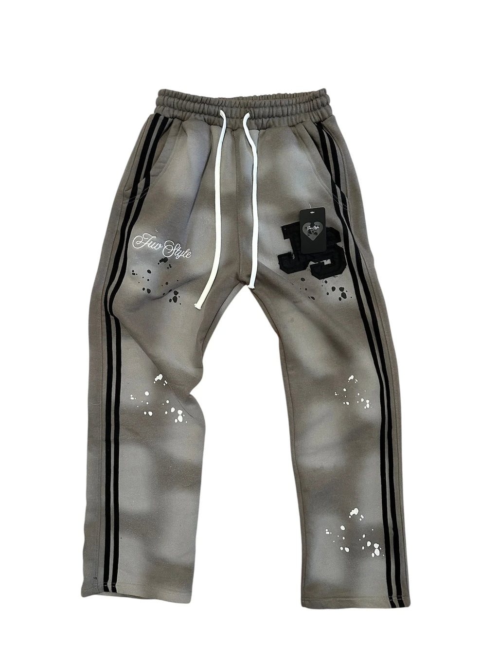 Y2K New Light Grey Classic Style Sports Set Street Hip Hop Stripe Fashion Set 2025 Men's Wear