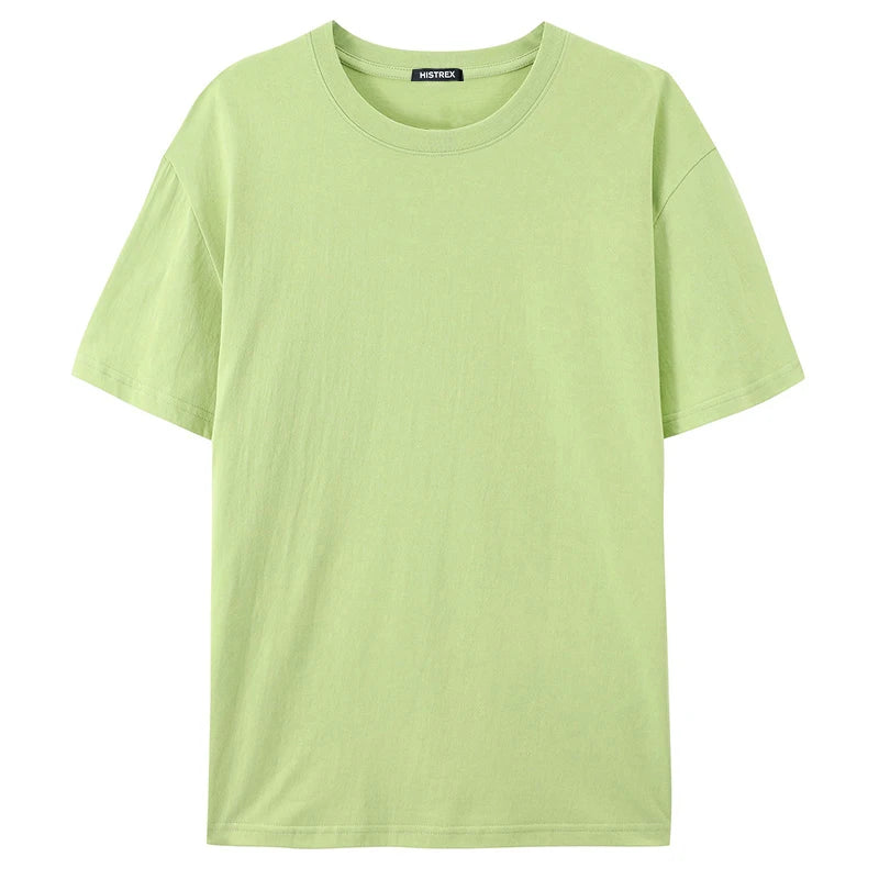 100% Cotton T shirt For Men Women,Short Sleeve Summer Plain Tops,Solid Casual Loose Tee Shirts,High Quality Clothing,7oz 200gsm
