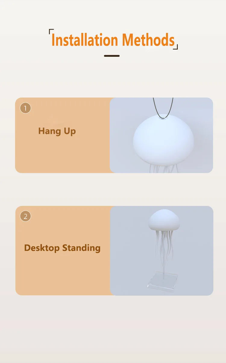 Jellyfish Pendant Lightings Voice Control Type-C Charging Creative Jellyfish Light Flexible Tentacles for Holiday Children Gifts