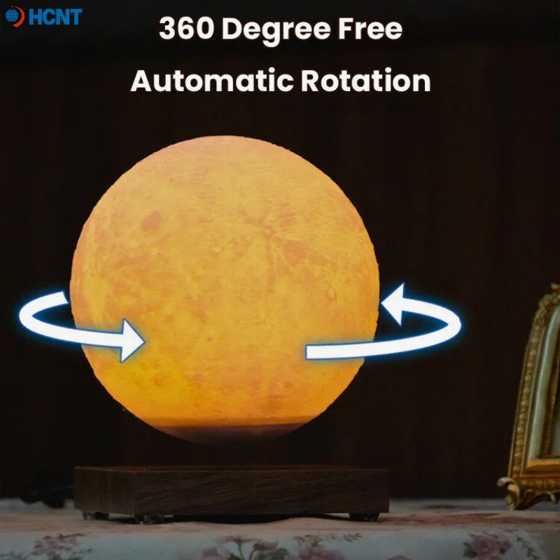 Levitating Moon Lamp Magnetic Floating Moon Lamp Spinning Luna Night Light with 3 Color Modes for Home Office Desk Decor Bedroom