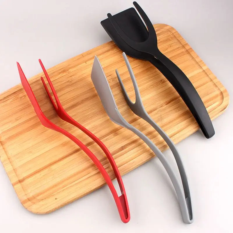 2 in1 Silicone Clip Spatula for Frying Steak Pancakes Toast Omelette Tongs Silicone Omelet Spatula Flip Shovel Kitchen Tool