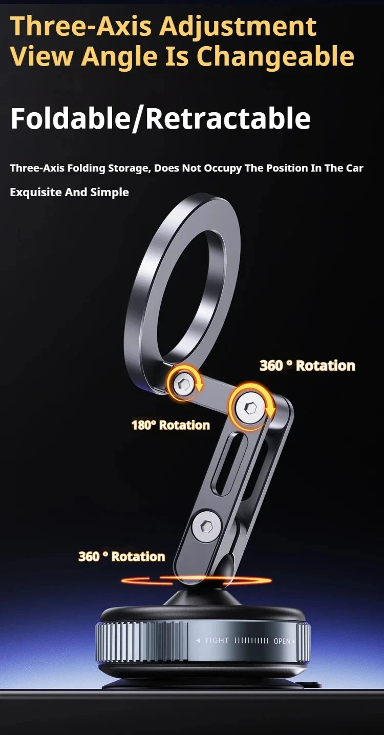 X53 Magnetic Phone Holder Rotating Folding Vacuum Suction Mag Stand For Car Navigation Gym Kitchen Streaming Bracket