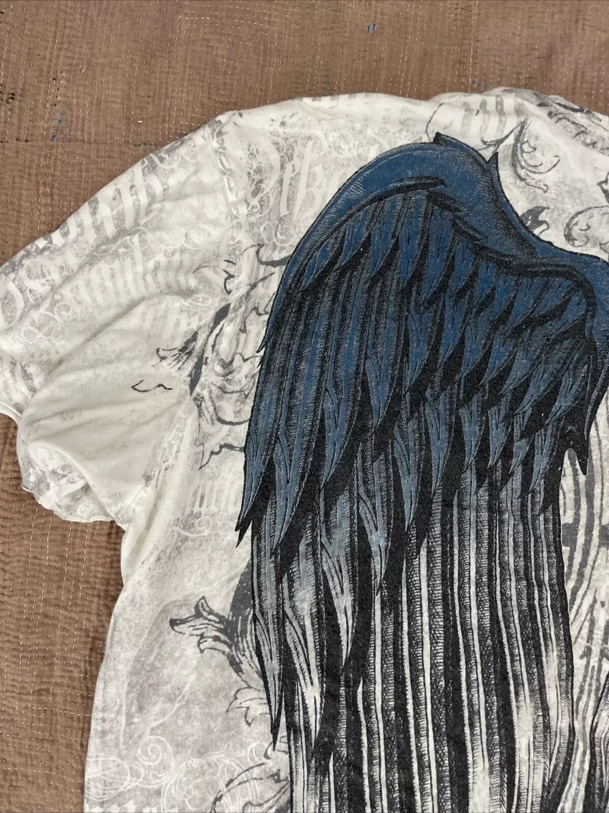 2000s Affliction Graphic T-Shirt Women's Large Grunge Wings New Fashion Style Couple Tops Pure Cotton Street Boxing Shirt