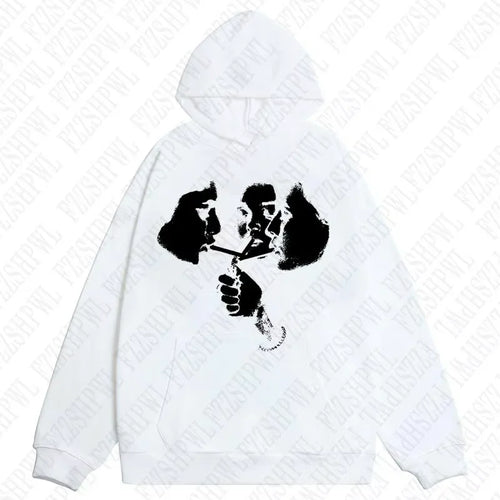 2025 hot trend 2000s men's fashion Harajuku Gothic pattern sports hoodie retro punk hip-hop casual streetwear