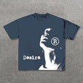 2026 Retro Style Printing Pure Cotton T-shirt Men Y2K Summer Short Sleeve Retro Loose T-shirt Street Wind Girl Blouse