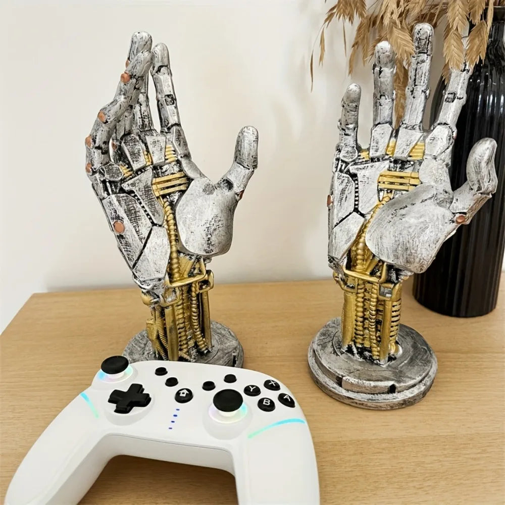 Cyberpunk 3D Gamepad Holder - Robotic Hand Storage Box for Controller Phone Keys, Sci-Fi Desk Organizer Cool Tech Gift