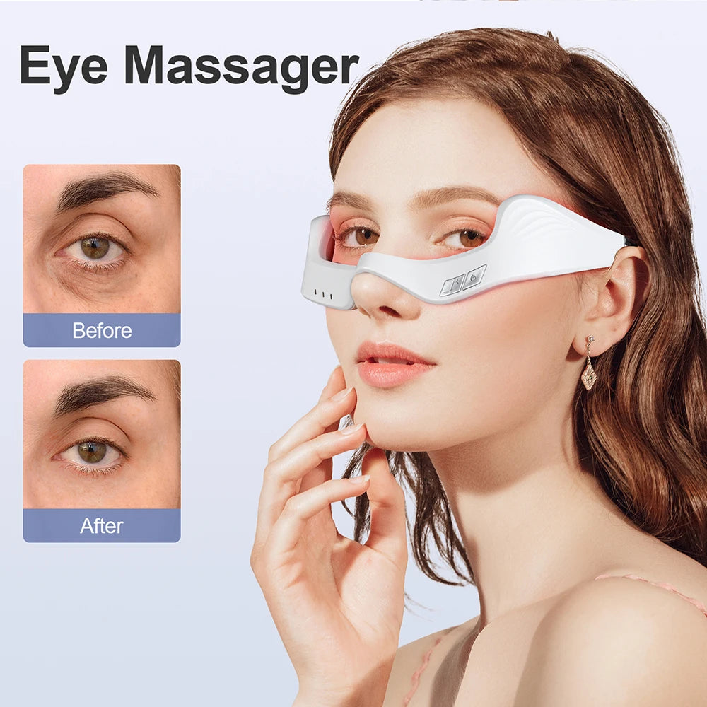 Under-Eye Glasses Massager Electric Eye Massager Eye Fatigue Relief Massager Red Light Relieves Eye Fatigue Eyes Massage Glasses