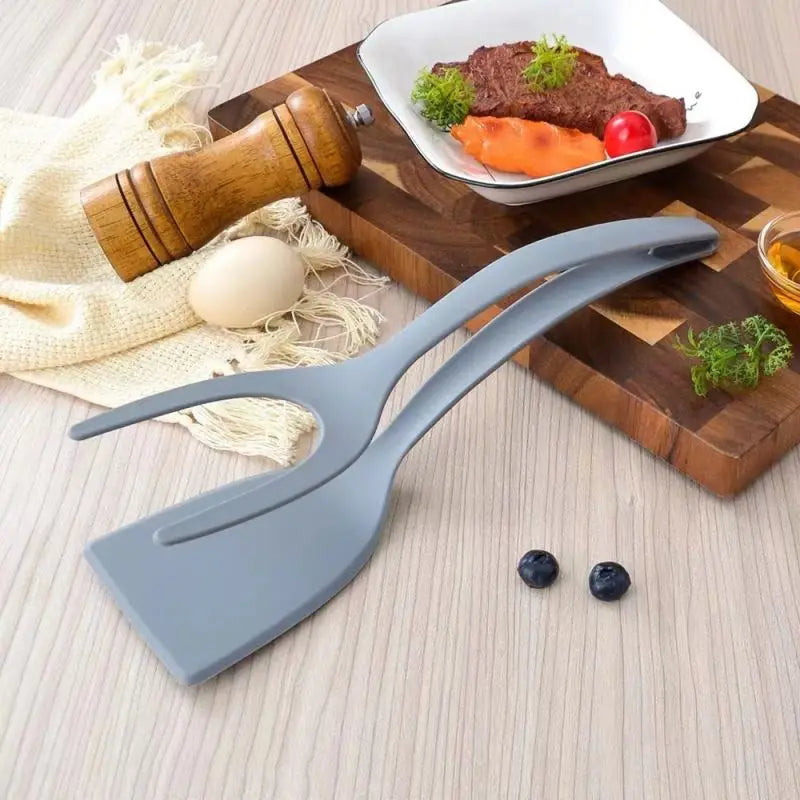 2 in1 Silicone Clip Spatula for Frying Steak Pancakes Toast Omelette Tongs Silicone Omelet Spatula Flip Shovel Kitchen Tool