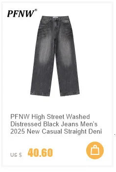PFNW American Rhinestone Printed Design Vintage Jeans Men's Streetwear Hip Hop Mens Clothing Loose Wide Leg Pants Trendy 28W4644