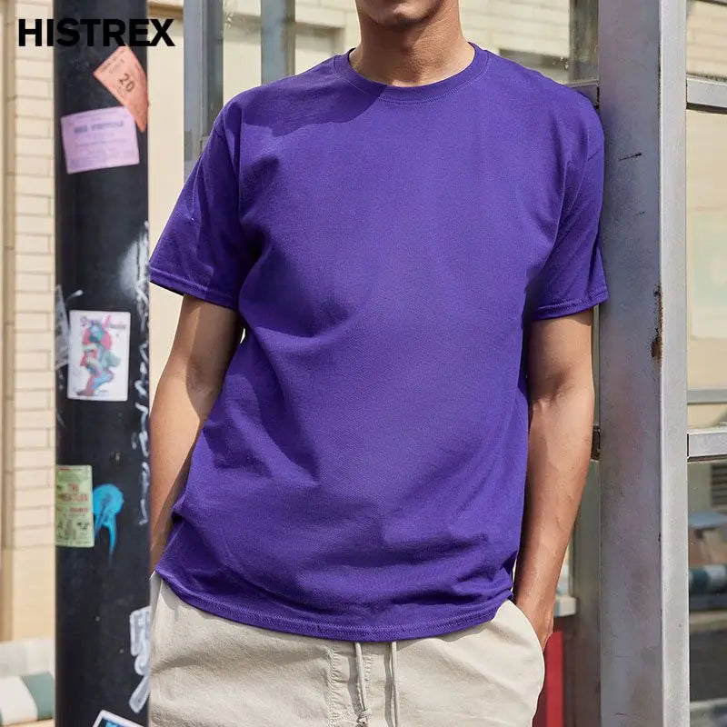 100% Cotton T shirt For Men Women,Short Sleeve Summer Plain Tops,Solid Casual Loose Tee Shirts,High Quality Clothing,7oz 200gsm