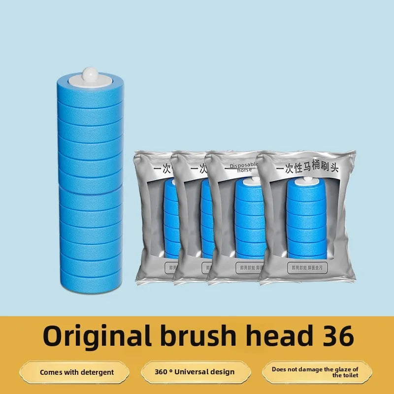 Disposable Toilet Brush with Replaceable Heads - Wall - Mounted No Drill, Perfect for Bathroom & Home Use!